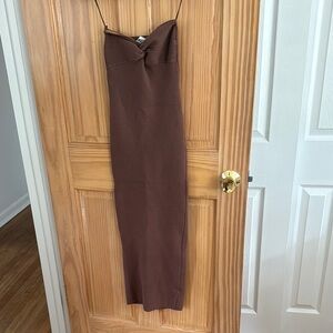 Brown Sleeveless Midi Dress